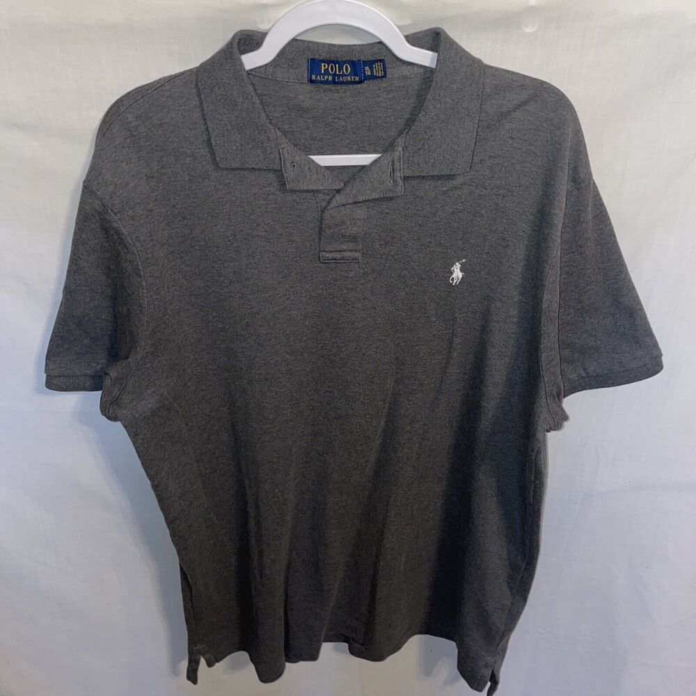 Polo Ralph Lauren Golf Shirt Men’s Size XL Gray 100% Cotton Short Sleeve Button